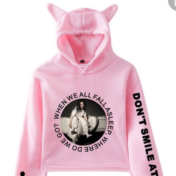 NWT CROPPED CAT EAR HOODIE , PINK - Picture 2 of 5